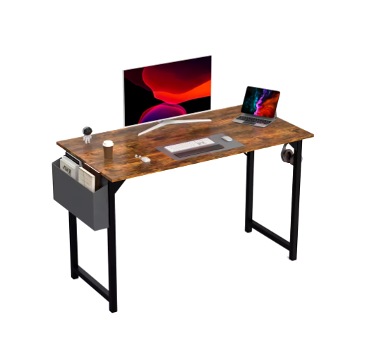 Modern Computer Desk – Compact Study, Office & Gaming Table with Storage Bag & Headphone Hook, Easy Assembly
