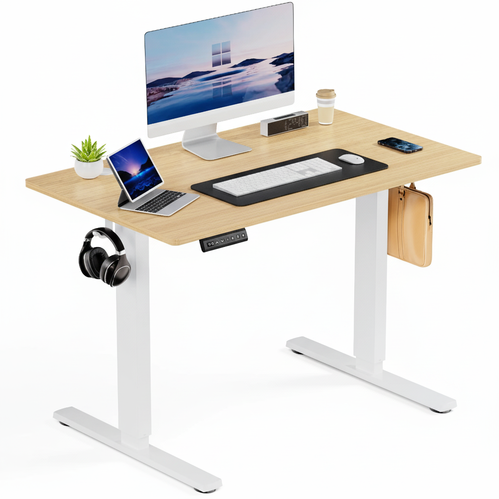 Electric Height Adjustable Standing Desk 40x24 Inch, Sit Stand Computer Workstation, Ergonomic Office Work Table
