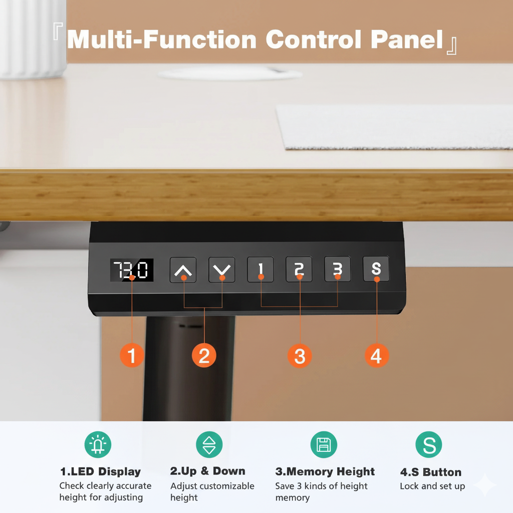 Electric Height Adjustable Standing Desk 40x24 Inch, Sit Stand Computer Workstation, Ergonomic Office Work Table