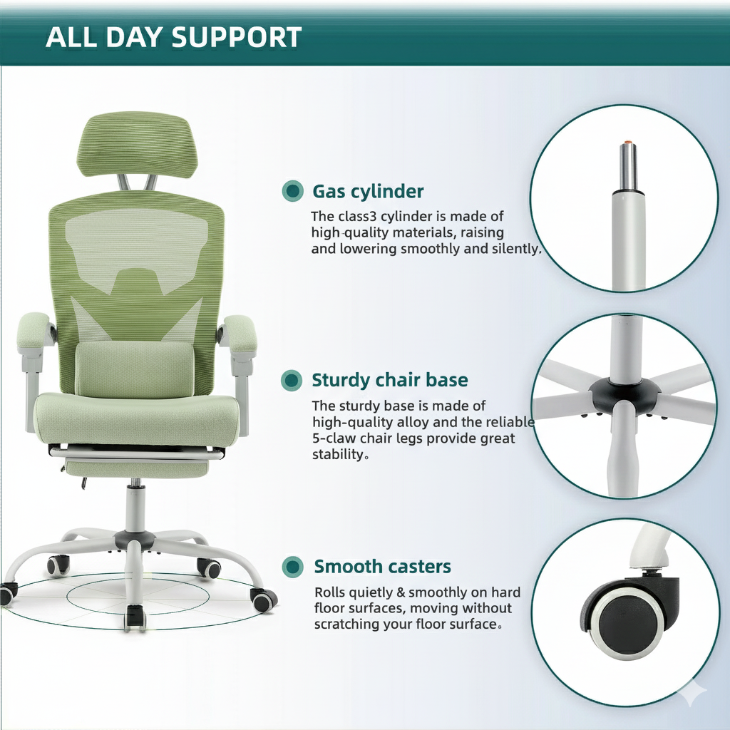 Ergonomic Reclining High-Back Mesh Rocking Chair with Lumbar Support, Swivel Gaming and Computer Desk Chair for Living Room or Office