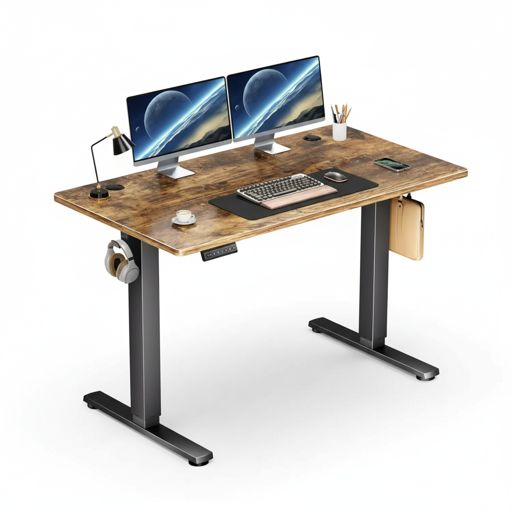 Electric Height Adjustable Standing Desk 40x24 Inch, Sit Stand Computer Workstation, Ergonomic Office Work Table