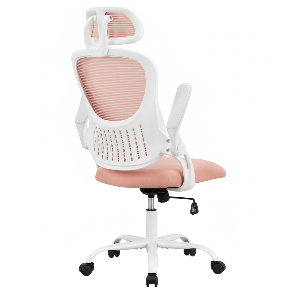 Ergonomic Mesh Office Chair with Adjustable Headrest, Foldable Armrests, and Lumbar Support for Comfortable Home Office Work
