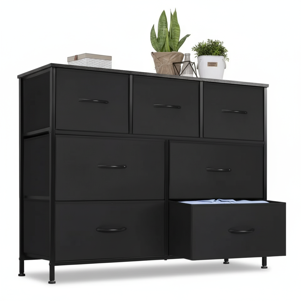 7-Drawer Fabric Dresser for Bedroom, Clothes Storage Organizer Cabinet and Chest for Living Room or Home Furniture Display