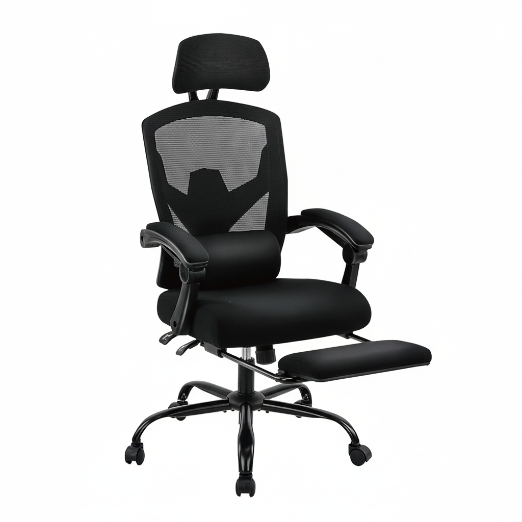 Ergonomic Reclining High-Back Mesh Rocking Chair with Lumbar Support, Swivel Gaming and Computer Desk Chair for Living Room or Office