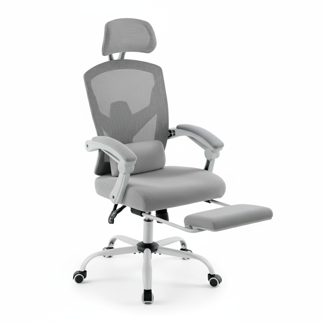 Ergonomic Reclining High-Back Mesh Rocking Chair with Lumbar Support, Swivel Gaming and Computer Desk Chair for Living Room or Office