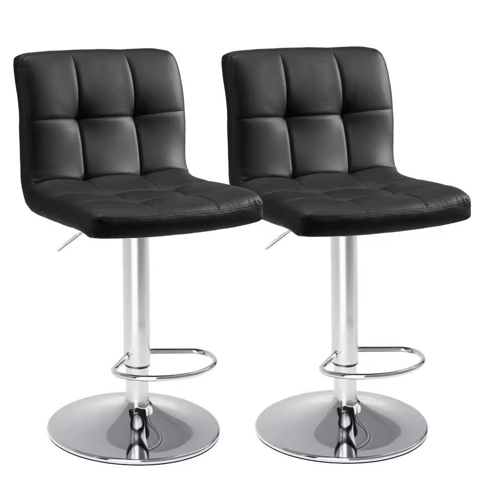 PU Leather Bar Stools Set of 2 – Upholstered Counter Height Chairs with Comfortable Backrest, SGS Certified Gas Cylinder, and Metal Base for Kitchen or Bar