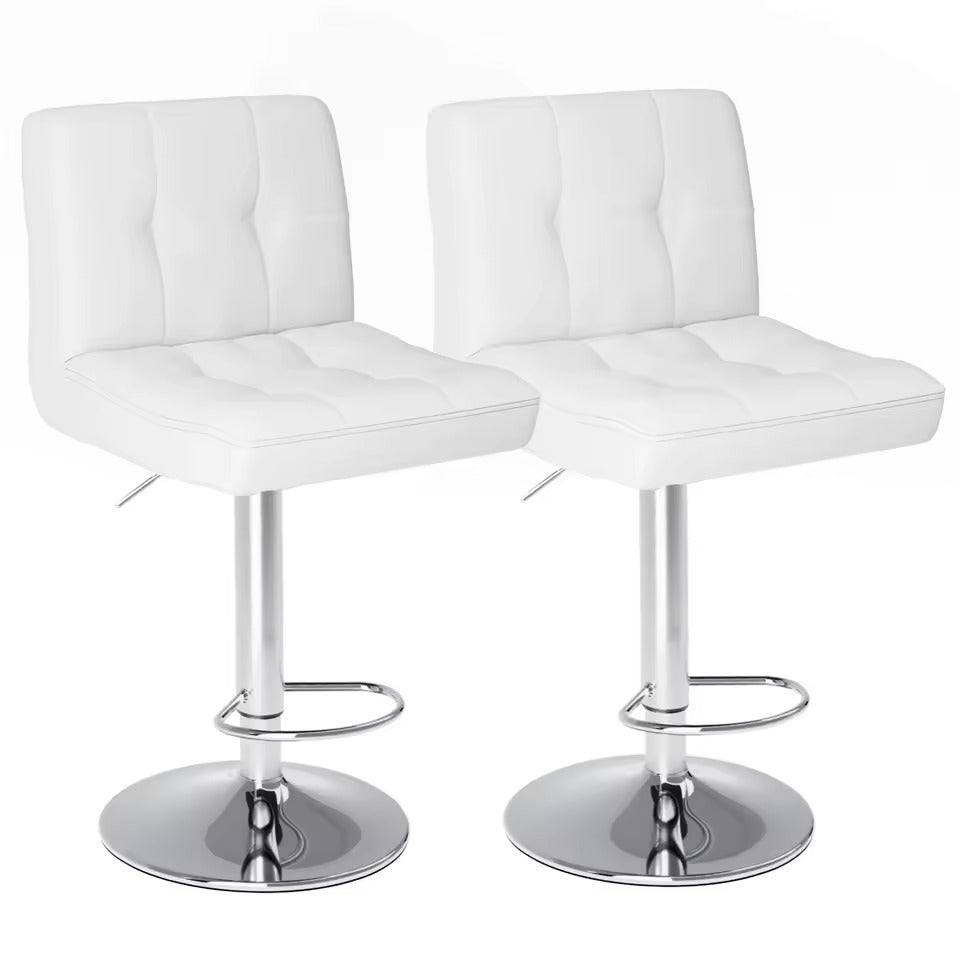 PU Leather Bar Stools Set of 2 – Upholstered Counter Height Chairs with Comfortable Backrest, SGS Certified Gas Cylinder, and Metal Base for Kitchen or Bar
