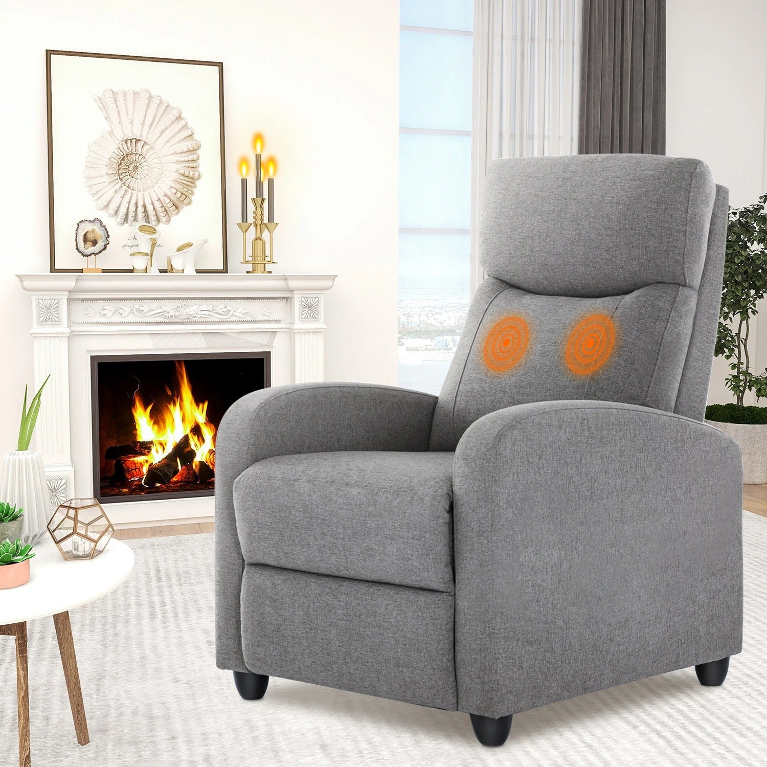 Modern Recliner Chair – Adjustable Massage Sofa with Lumbar Support, Padded Fabric Seat & Backrest for Living Room or Home Theater