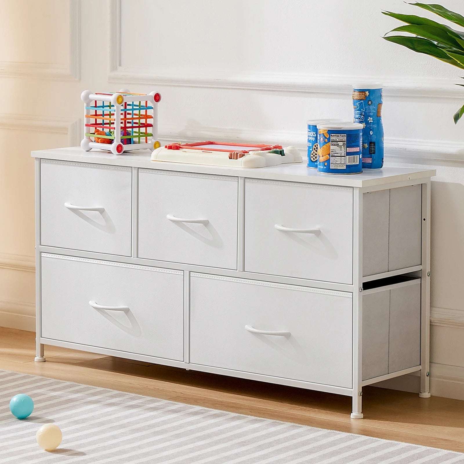 Wardrobe Closet for Bedroom – Fabric Storage Cabinet with 5/7/10 White Drawers, Space-Saving Chest Organizer Furniture for Clothes and Accessories